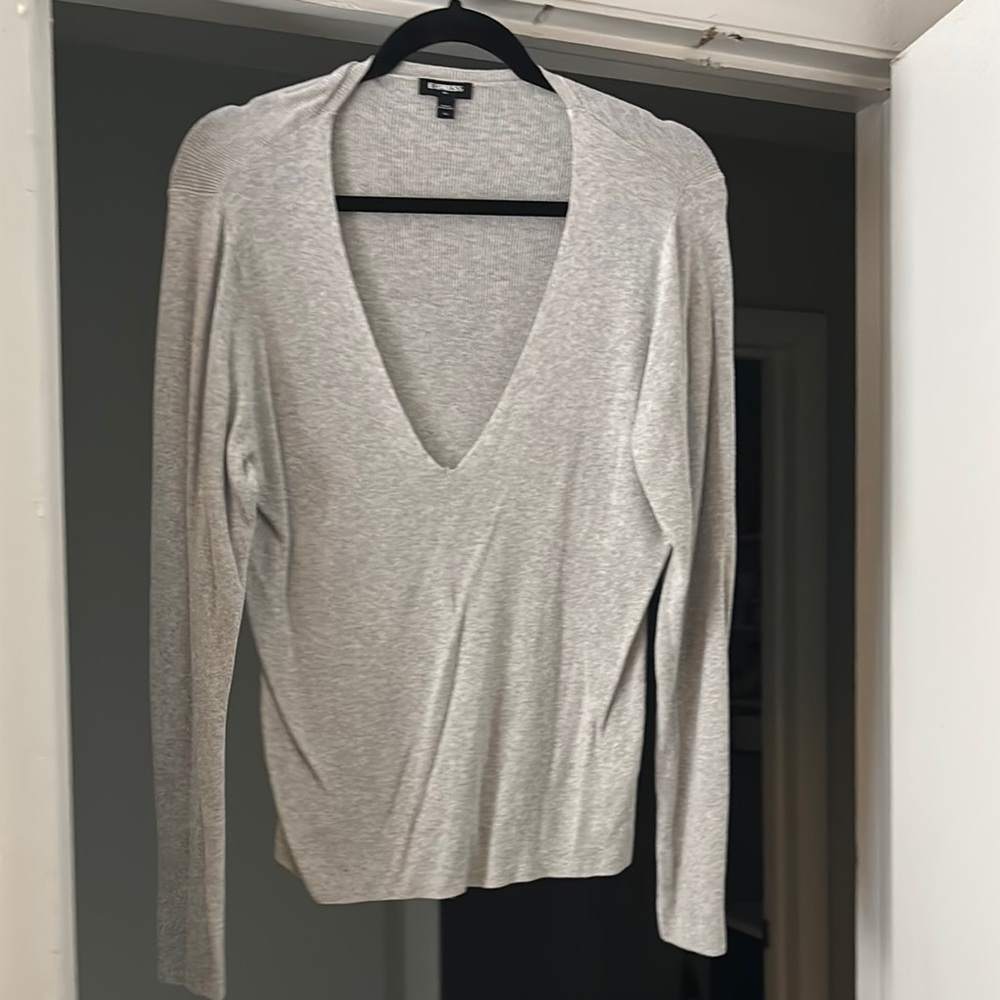 Express Light Gray Knit Top